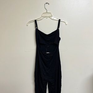 Naked Wardrobe - M - Black - Spaghetti Strap - Front Cutout - Full Length